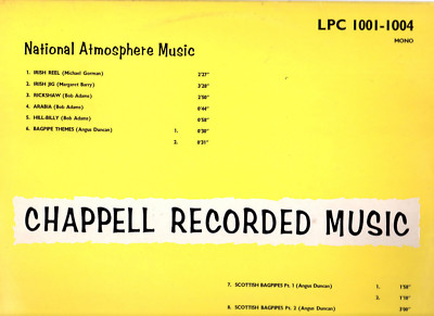 NATIONAL ATMOSPHERE MUSIC IRISH / SCOTS / HILL-BILLY V/A. ORIG 1969 CHAPPELL LP