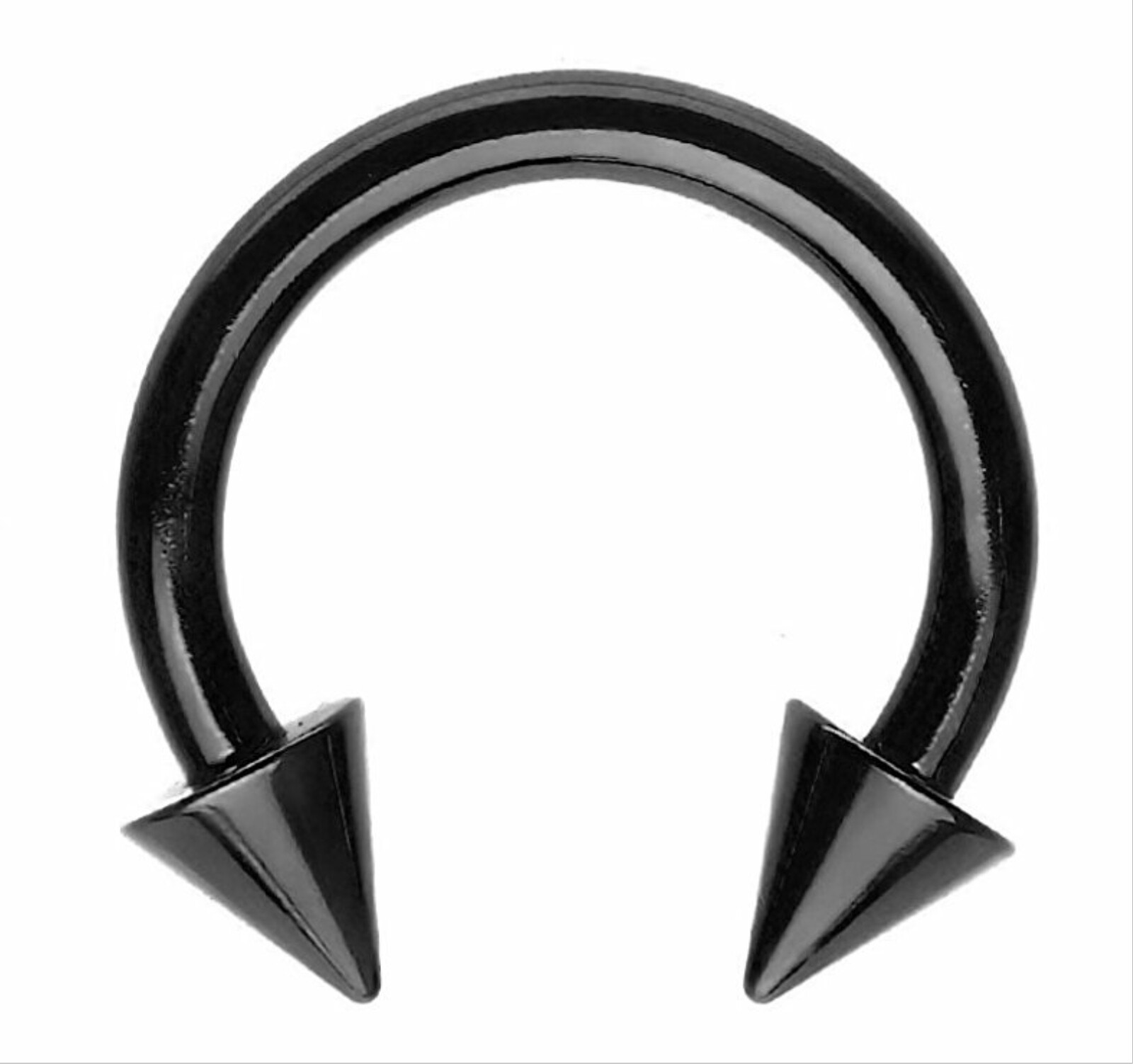 Eyebrow Horseshoe Barbell Anodized Black Spiked Tragus Ear Lip Septum 16g 10mm