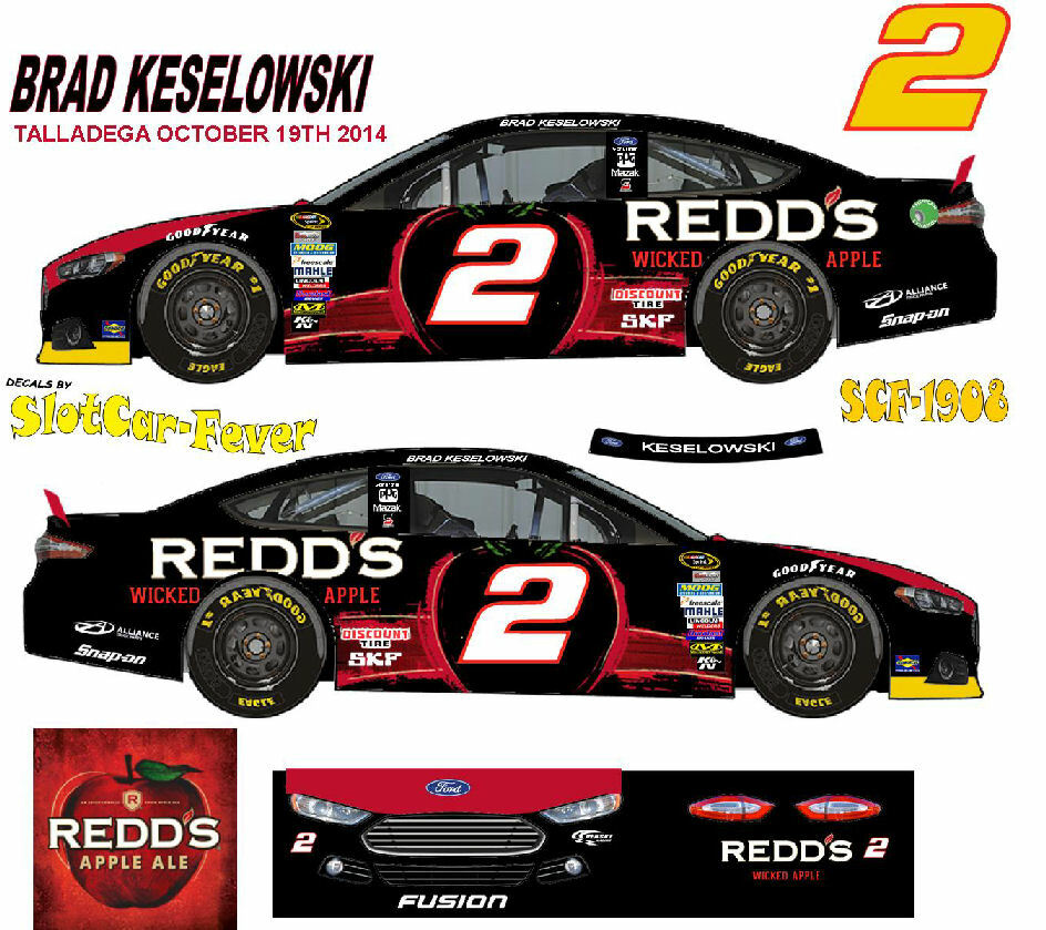 CD1908 2 Brad Keselowski Redd's Wicked Apple 2014 Ford DECALS eBay
