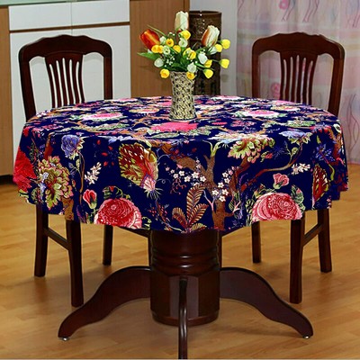 Textiles Round Dining Table Cover Cotton Tablecloth Blue Multi Color Textiles Round Dining Table Cover, Round Dining Table Cover