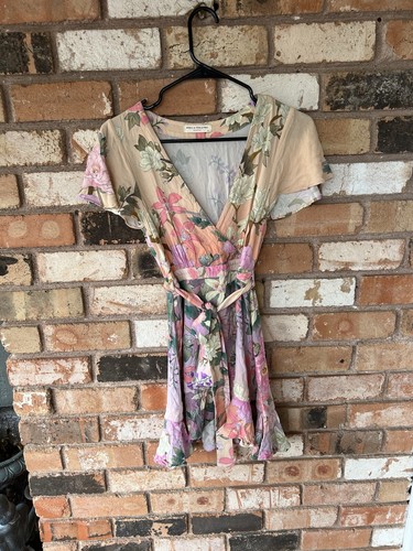 SPELL & The Gypsy Women’s Size XS Mini Floral Dress With Belt Faux Wrap Pink