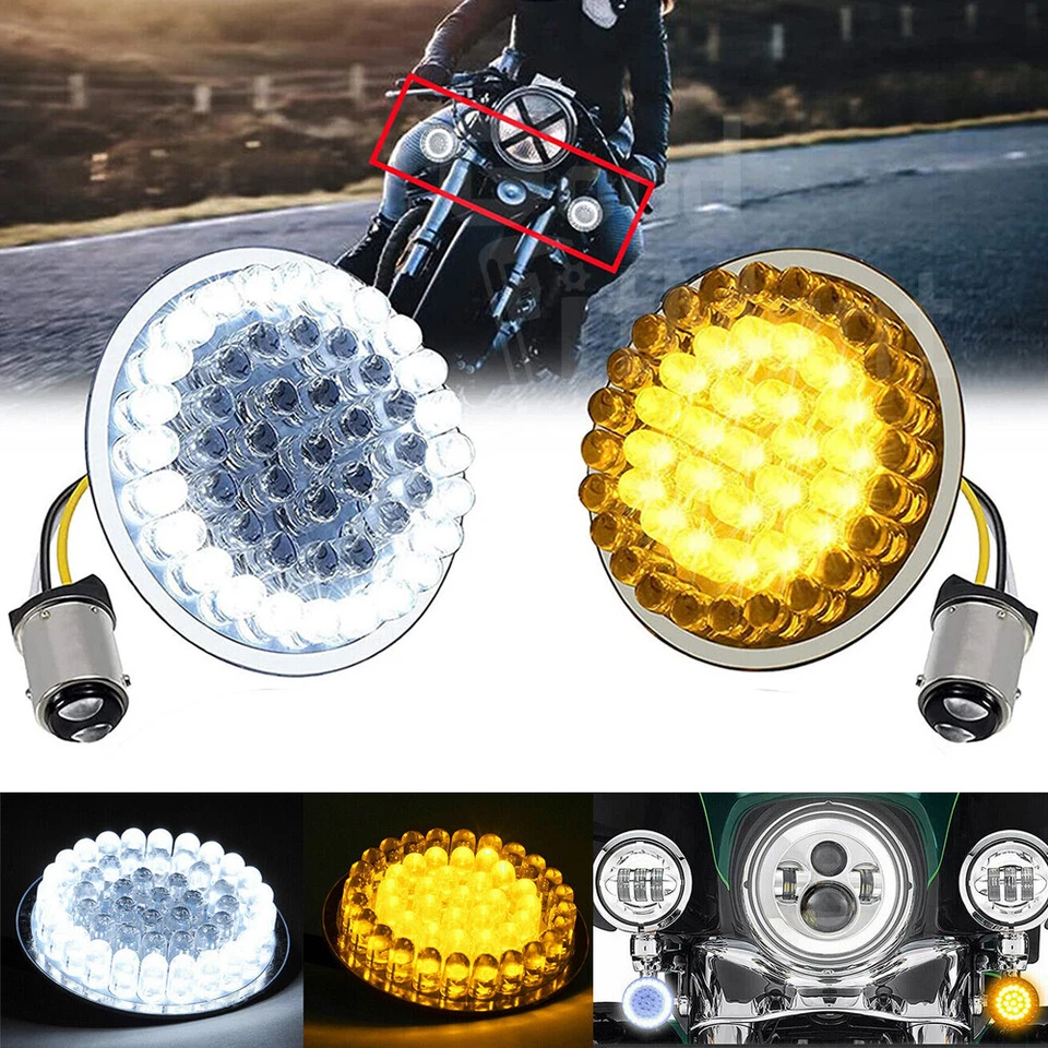 Front 2" Led Turn Signal Light 1157 Bulb For Harley Touring Road Glide Limited Foto 3 de 4
