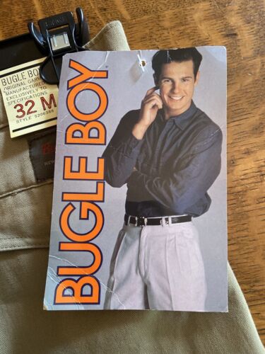 Neu mit Etikett Vintage Bugle Boy plissiert neu lässig Basics spitz zulaufend Khakis Komfort 32 x 31 - Bild 4 von 5
