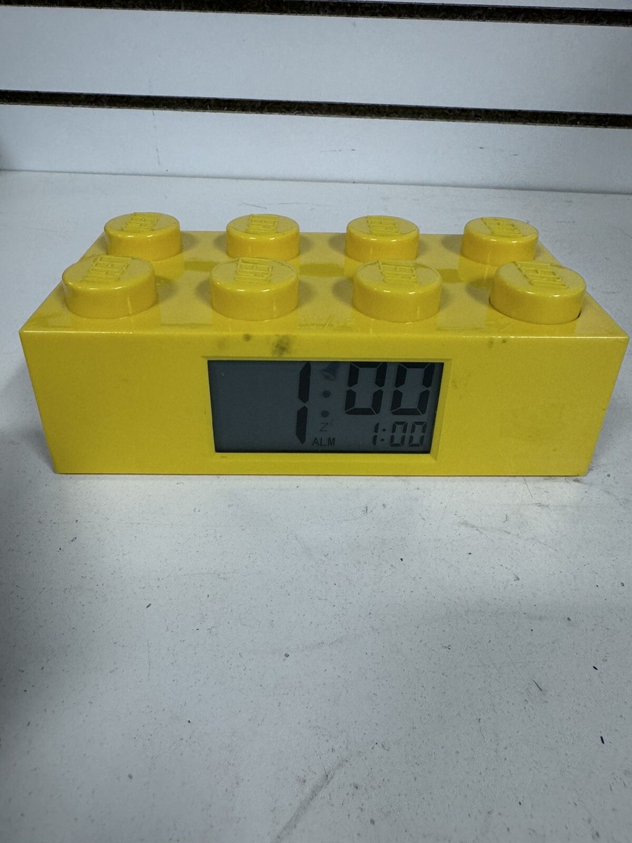 Lego Block Alarm Clock Yellow Battery Operated Works Well BHN