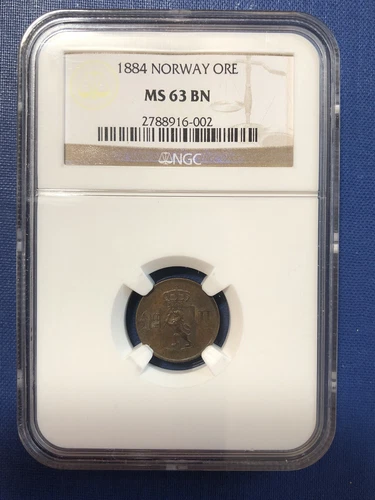 NORWAY 1 ØRE 1884 NGC MS 63 BN