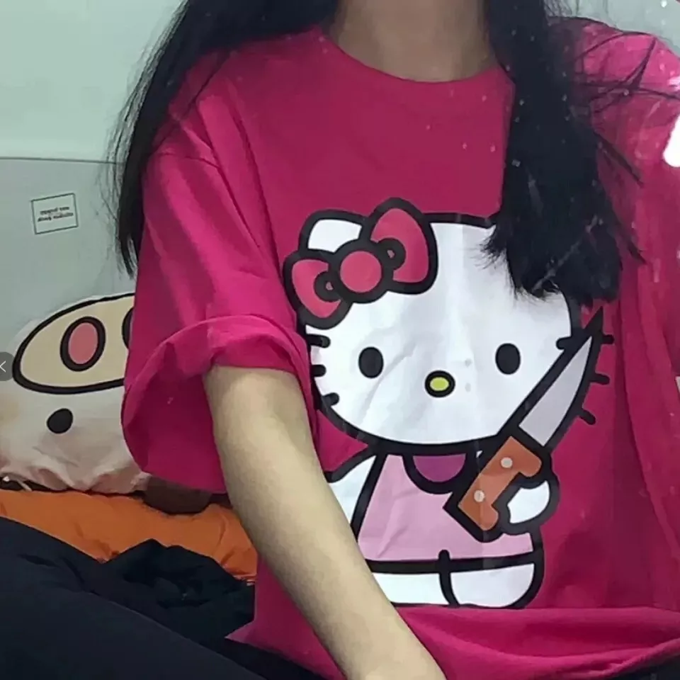 Punk Style Hello Kitty Printed T-Shirt