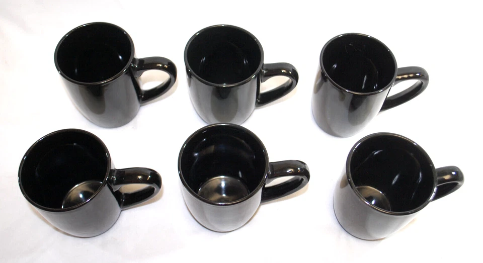 Royal Norfolk Black Stoneware Coffee Mugs Lot of 6 T1230 - Image 3 of 4