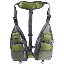 GILET ZAINO DA PESCA A SPINNING MOSCA MULTITASCHE TRASPIRANTE REGOLABILE VERDE