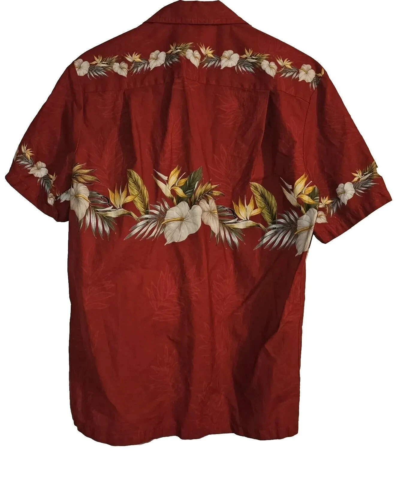 Hawaiian Shirt Pacific Legend Mens Size M Button Down Red Floral Short Sleeve