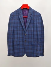 Paul Smith London Blue Check 2Btn Wool/Silk Blazer Jacket EU 52 UK 42 Italy