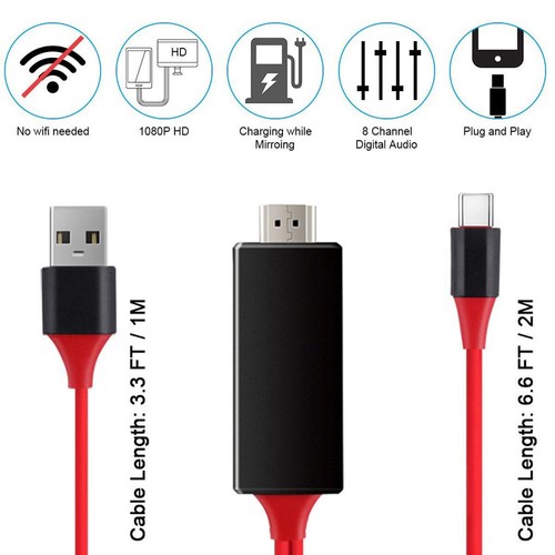 For Samsung Galaxy S22 S21 S21 S10 S9 USB-C to HDMI HDTV 4K 60Hz Adapter Cable - Picture 6 of 12
