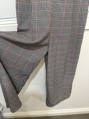 Dotti Houndstooth Check Grey Black Red Wide Peg Jumpsuit M 12 - Picture 3 of 6