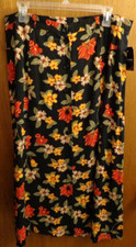 New Sag Harbor Button Front Long Skirt Boho Retro Floral Women L Petite 34"w