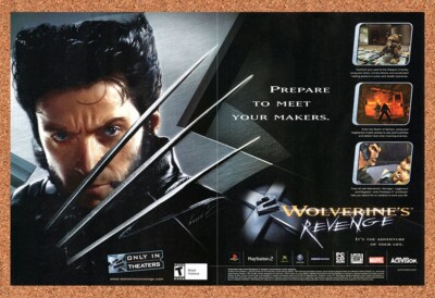 Wolverine's Revenge PS2 Original 2002 Vintage Ad - X2 Video Game Art Promo