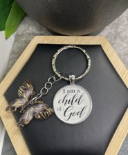 3  Silver-Tone Child Of God Pendant  Butterfly Keychain New Free Ship B4172
