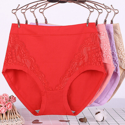 Womens High Waist Cotton Knickers Briefs Plus Size Underwear Panties Underpants