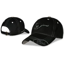 CHECKERED FLAG SPORTS FORD MUSTANG BLACK ADULT ADJUSTABLE QUALITY COTTON HAT