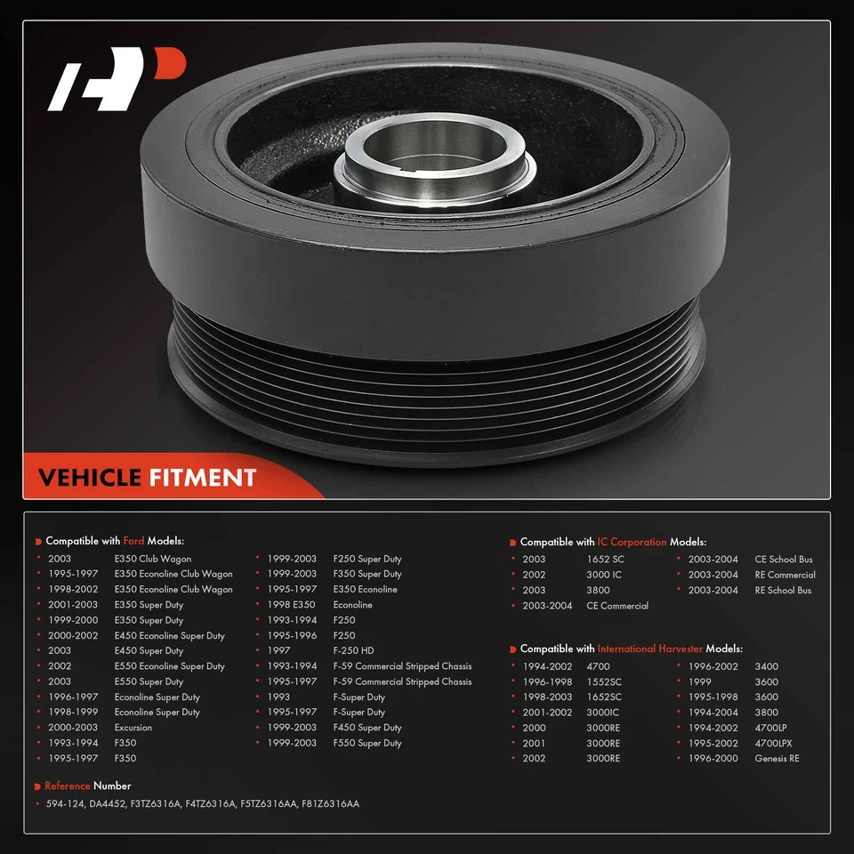 Equilibrador armónico de motor para Ford F250 F350 F450 Super Duty E350 E450 Club Wagon Foto 2 de 4