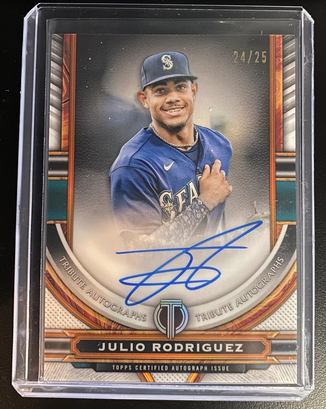 JULIO RODRIGUEZ 2023 Topps Tribute Orange Auto /25 Mariners