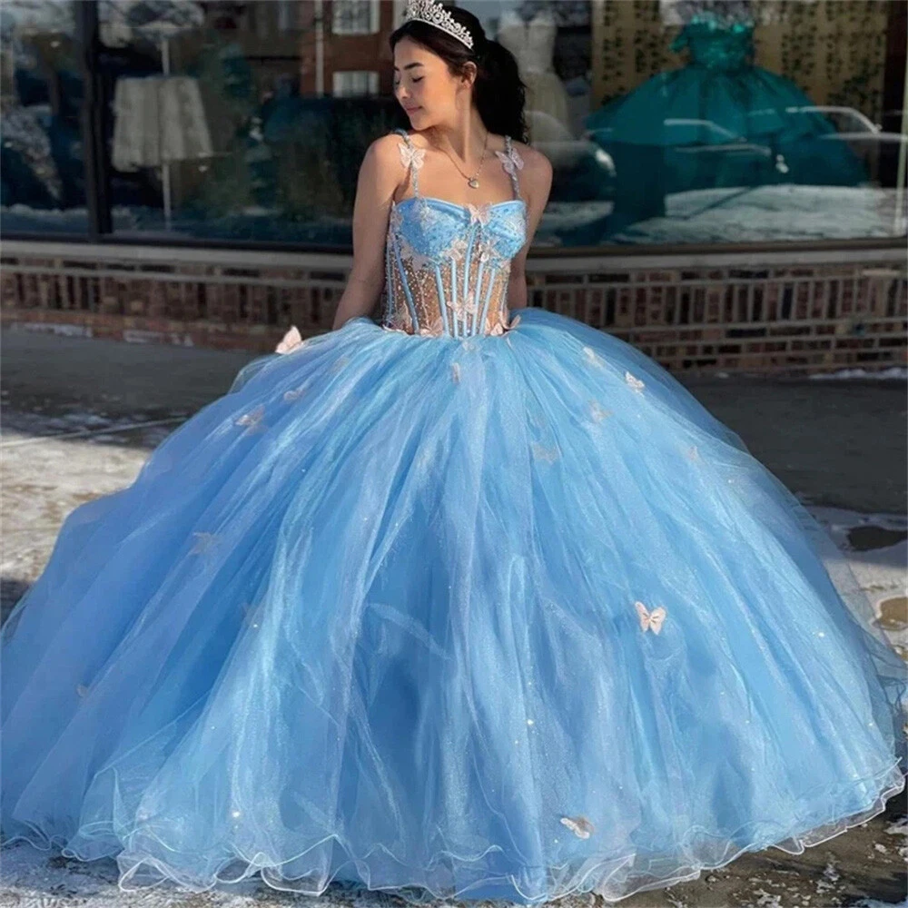 quincea帽era dresses light blue