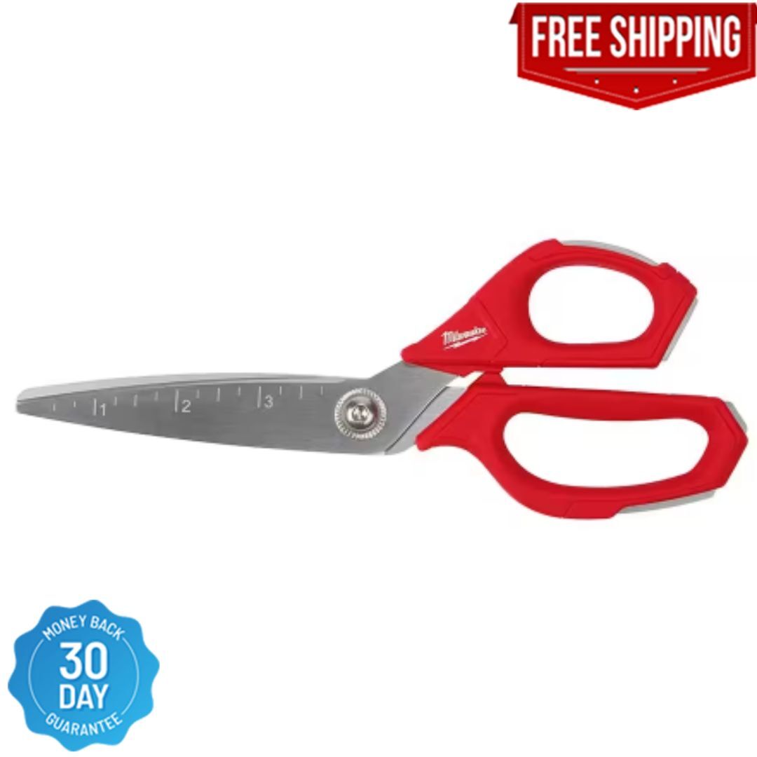 Milwaukee Straight Scissors Chrome Plated Jobsite Multi-Purpose Cutting ...