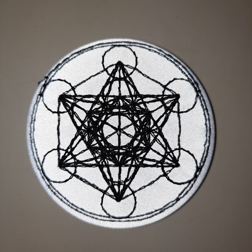 Sacral geometry reflective pinback button - Picture 2 of 5
