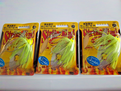 6 Spinnerbaits Strike King 1/4 Oz - Bianco Chartreuse, Lame Colorado Argento