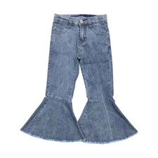 Girls Jeans Blue Color Denim Pants Bell Bottoms Flared Trousers