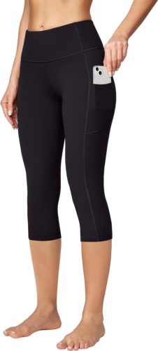 Womens Yoga Pants with Pockets Capri Leggings for Women Tummy Control Workout Le