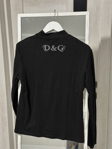 Vintage Dolce & Gabbana Glamour Clover Velour Big Logo Long Sleeve Woman Size L - Picture 3 of 7