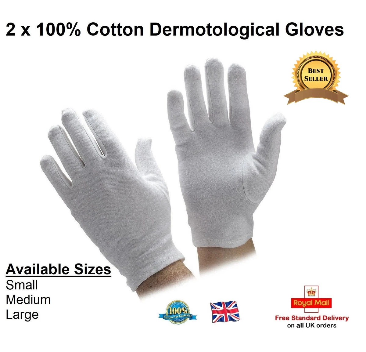 Pair Of 100% Cotton Gloves Dermatological Eczema Butler Beauty