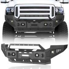 Front Bumper W Winch Plate Led Spotlights For 2005-2007 Ford F-250 F-350 Truck