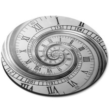 Round Mouse Mat (bw) - Classic Swirly Clock Time Concept  #35826
