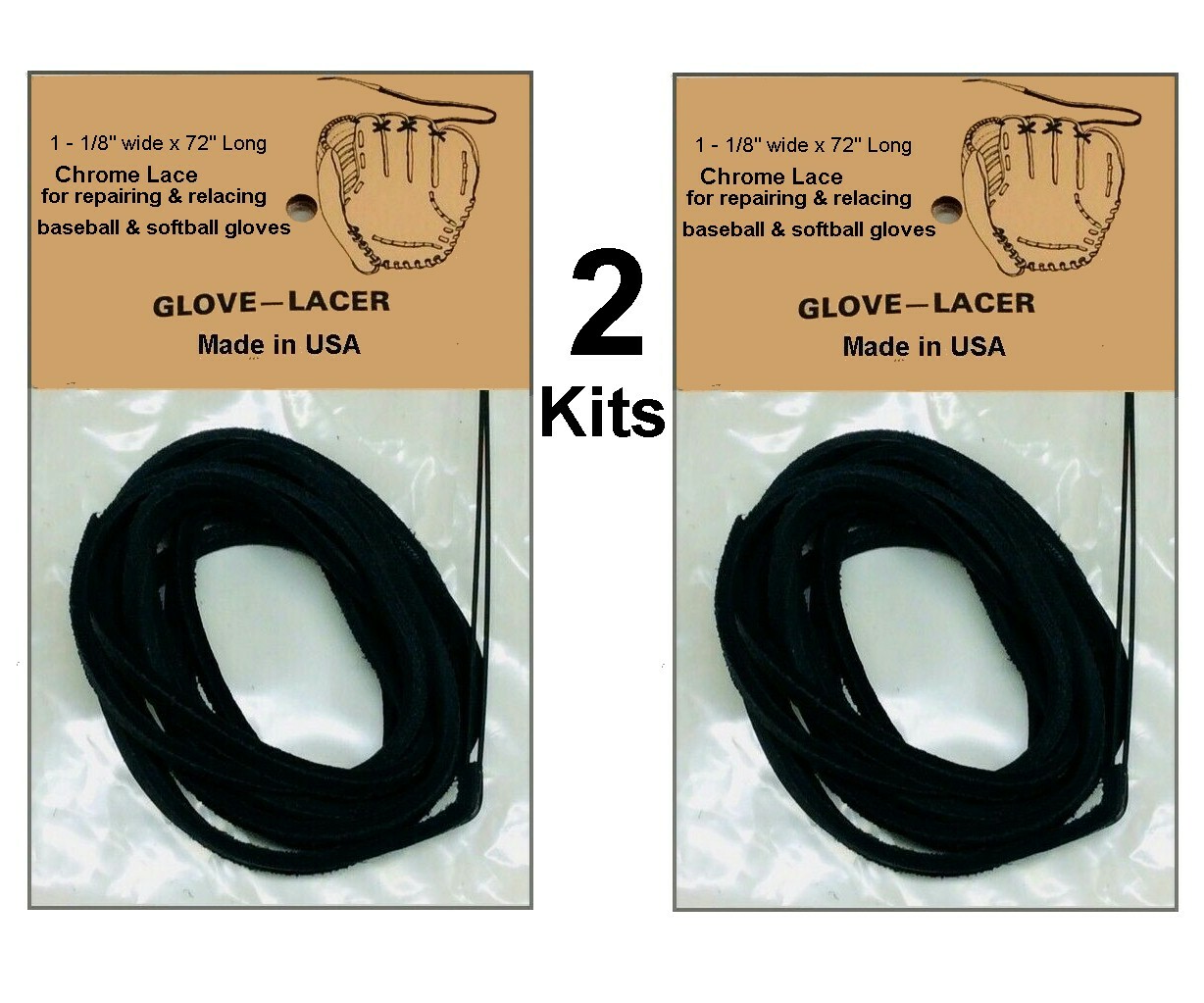 Baseball Softball Glove Leather Laces Repair 2 Kits BLACK Narrow lace 1
