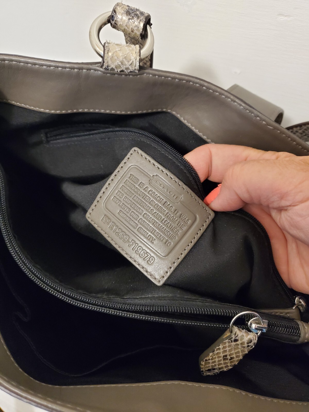 Coach Python Embossed Leather Carryall Tote Gray … - image 12