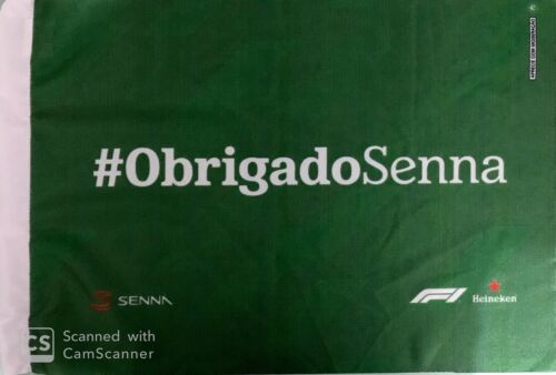 2019 BRAZILIAN F1 GRAND PRIX #Obrigado (Thank You) SENNA - F1 HEINEKEN FLAG - Picture 1 of 2