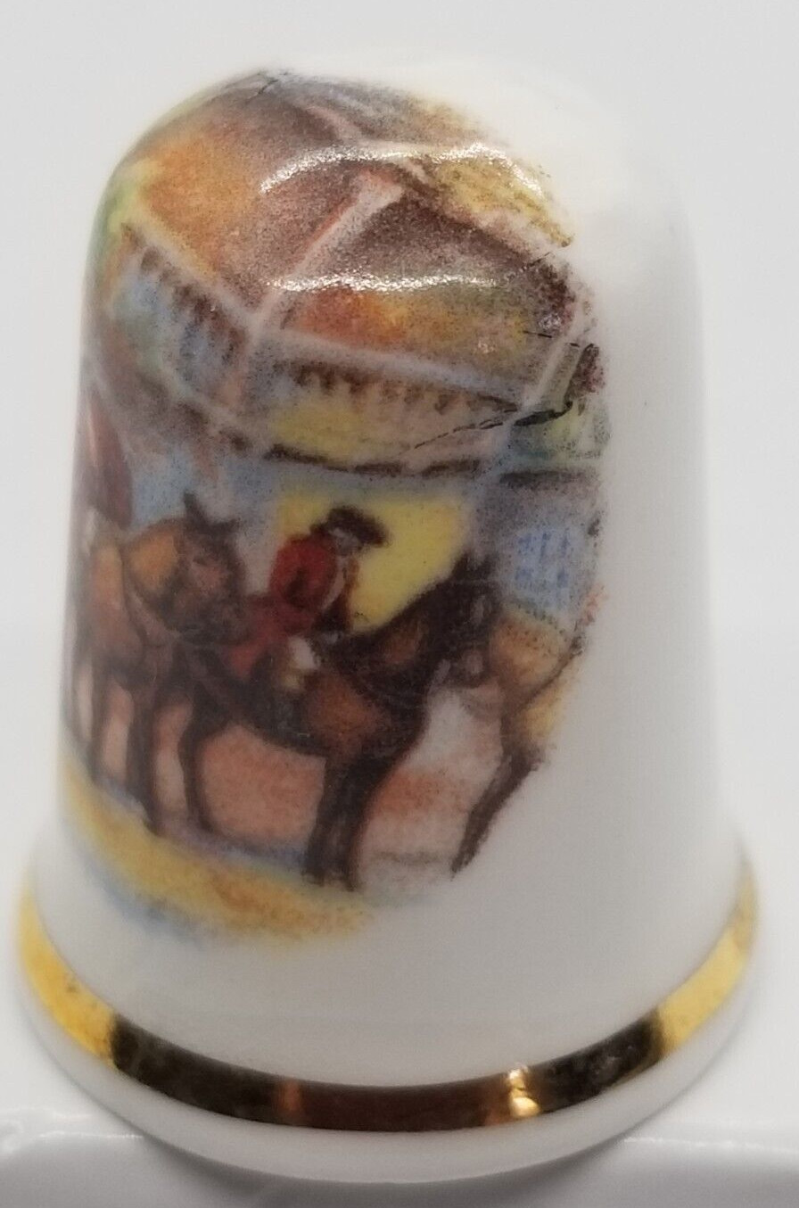 THIMBLE Theodore Paul 19th Century Era Horses Riding Fine Bone English China