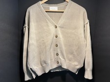 Olive/Tan relaxed-fit v-neck cardigan sweater by the brand SIX/FIFTY Made In USA