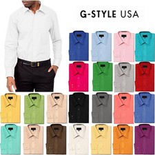 NEW Men's Regular Fit Long Sleeve Solid Color Dress Shirts - 28 Colors