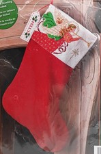 Bucilla Christmas Angel Stocking Cuff Counted Cross Stitch Kit #84846 Red Velvet