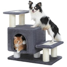 3-in-1 Cat Stairs with Scratching Post Condo, Pet Steps, Dark Grey