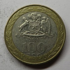 Chile 100 Pesos Bi-Metallic 2015