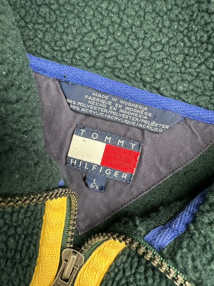 Pullover polar vintage Tommy Hilfiger color bloque bandera logotipo cremallera años 90’s L Foto 4 de 4