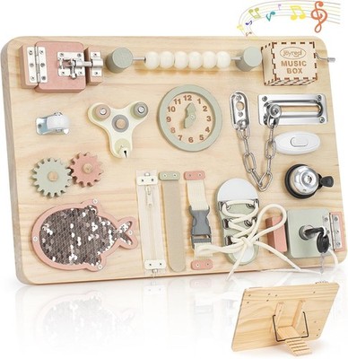 Joyreal Groß Montessori Busy Board - Motorikbrett Activity Board Motorikboard 