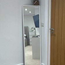 Silver Framed Full-Length Rectangular Leaning Mirror Clear Glass