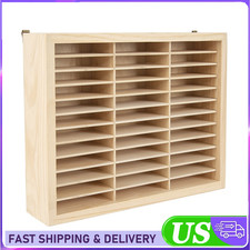 36 Grids Wooden Cassette Tape Storage Rack Display Holder Wall Mounted Showcase