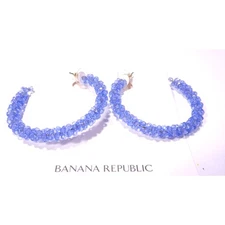 Banana Republic Women's Summer Fridays Bead Hoop EARRINGS NWT 48 SKY BLUE
