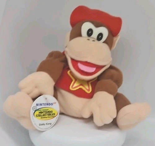 Vintage Super Mario Diddy Kong 6” BD&A Bean Bag Plush 1997 Nintendo 64