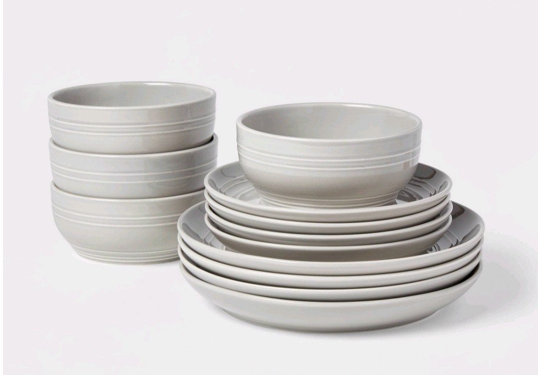 12pc Stoneware Westfield Dinnerware Set - Threshold™ Color Gray | eBay
