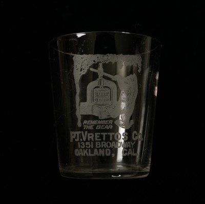PT Vrettos Shot Glass Pre Prohibition (HSE-2/JSF6) Broadway Oakland CA The Bear